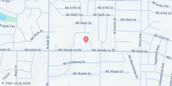 Map showing Saint Charles Borromeo at 900 NE Shady Lane Drive, Kansas City, MO