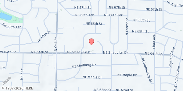 Map showing Saint Charles Borromeo at 900 NE Shady Lane Drive, Kansas City, MO