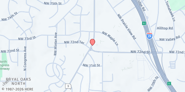 Map showing Saint Vincent De Paul-North at 7207 NW 9 Highway, Kansas City, MO