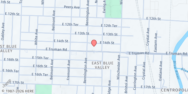 Map showing Salvation Army at 6618 E Truman Road, Kansas City, MO