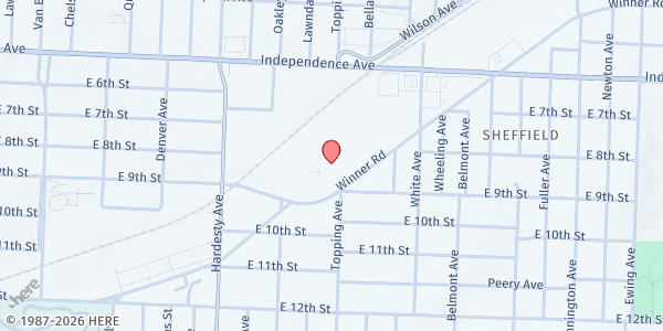 Map showing Sheffield Family Life Center - Mobile Food Pantry Distribution at 5700 Winner Rd., Kansas City, MO