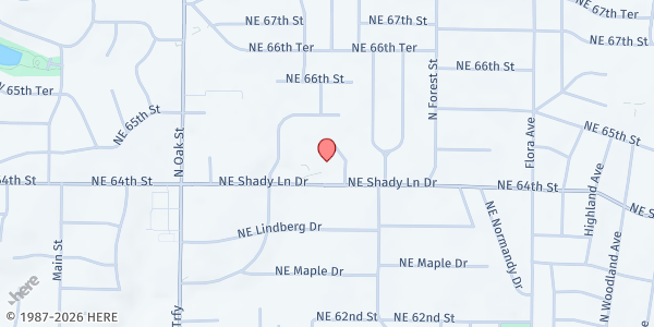 Map showing St. Charles Borromeo Catholic Church at 900 NE Shady Ln. Dr., Kansas City, MO