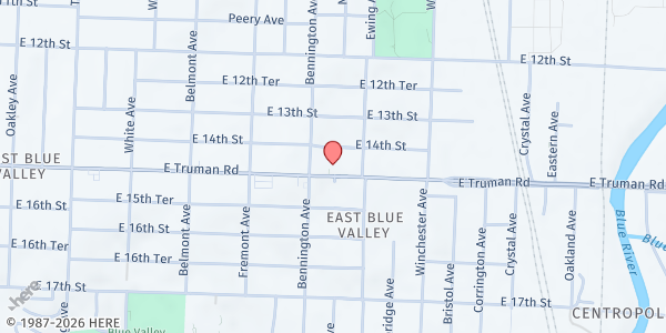 Map showing The Salvation Army - Blue Valley at 6618 E. Truman Rd., Kansas City, MO