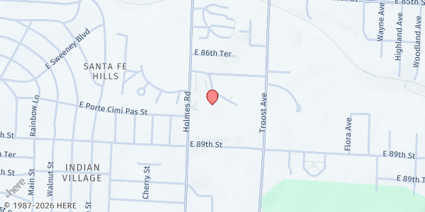 Map showing Three Trails Community Mobile Pantry at Center High at 8715 Holmes Rd., Kansas City, MO