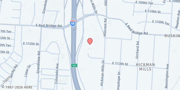 Map showing United Believers Community Church at 5600 E 112th Terrace, Kansas City, MO