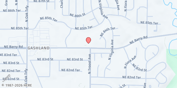 Map showing Unity of Kansas City North at 1000 NE Barry Road, Kansas City, MO