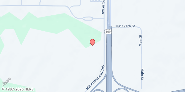 Map showing Vineyard Church at 12300 NW Arrowhead Trafficway, Kansas City, MO