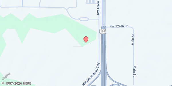 Map showing Vineyard Church at 12300 Arrowhead Trafficway, Kansas City, MO