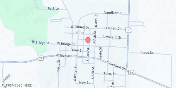 Map showing Keytesville Christian Church at 210 W Bridge St, Keytesville, MO