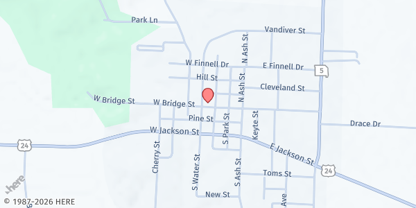 Map showing Keytesville Community Center at 301 W Bridge St, Keytesville, MO