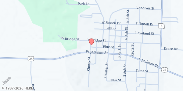 Map showing Keytesville Second Baptist Church at 102 S Cherry St, Keytesville, MO