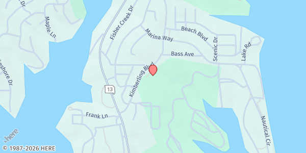 Map showing Southern Stone County Food Pantry at 20 Kimberling Blvd., Kimberling City, MO