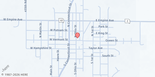 Map showing King City Senior Center Food Pantry at 106 Ohio Street, King City, MO