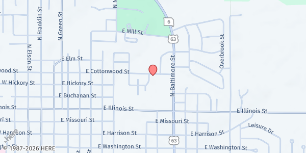 Map showing Kirksville Housing Authority at 100 Valley Forge Dr., Kirksville, MO