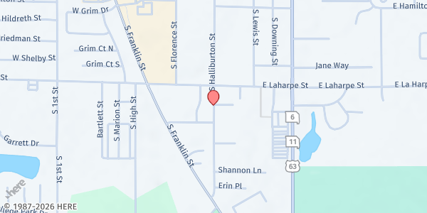 Map showing Pantry for Adair County at 2012 S. Halliburton, Kirksville, MO