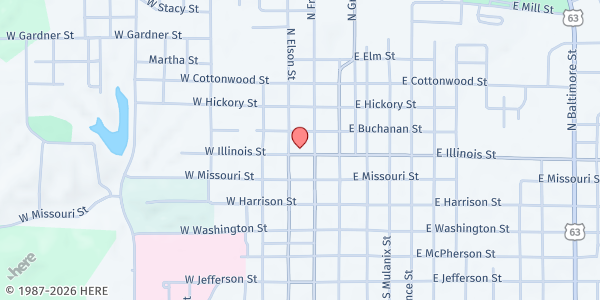 Map showing The Community Mission at 402 N. Elson St., Kirksville, MO