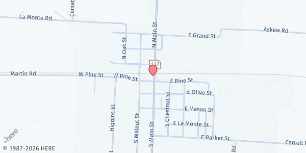 Map showing La Monte Food Pantry at 107 N. Main St., La Monte, MO