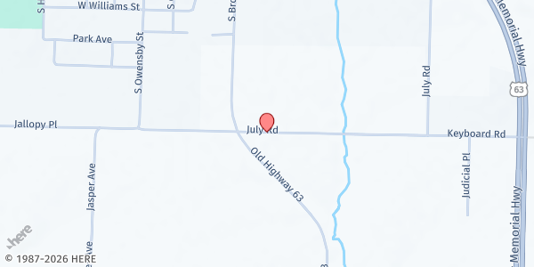 Map showing La Plata Christian Ministries Food Pantry at 29296 July Rd., La Plata, MO
