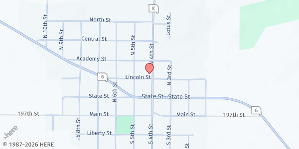 Map showing LaBelle First Christian Church Food Pantry at 400 Lincoln Street, LaBelle, MO