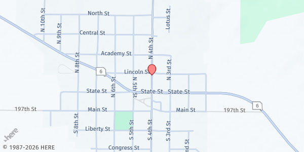 Map showing LaBelle First Christian Church Food Pantry at 400 Lincoln Street, LaBelle, MO