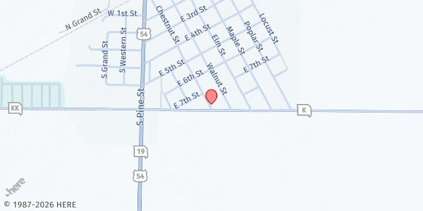 Map showing Community R-6 K-12 School at 751 W. Chestnut Street, Laddonia, MO