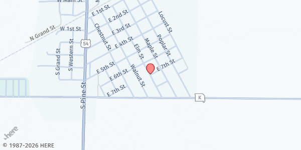 Map showing Saint John's Catholic Church Food Pantry - Food Distribution Center at Elm St, Laddonia, MO