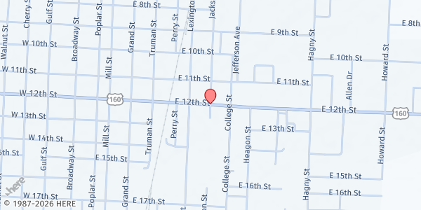 Map showing About Our Kids at 801 East 12th Street, Lamar, MO