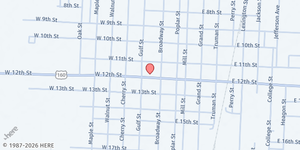 Map showing Lamar Family Ministries Center at 1108 Gulf St, Lamar, MO