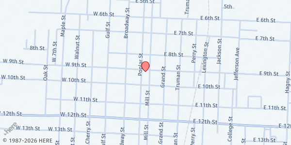 Map showing Lamar Methodist Church at 900 Poplar St, Lamar, MO