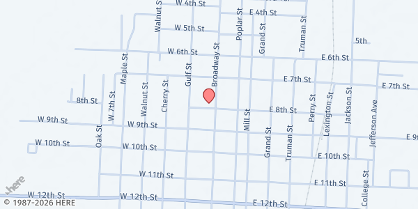 Map showing Seventh-day Adventist Church at 713 Broadway St, Lamar, MO