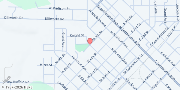 Map showing Aging Best - Lebanon Senior Center at 460 W 5th St, Lebanon, MO