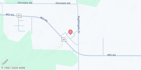 Map showing Community Baptist Church at 15905 Hwy 64, Lebanon, MO