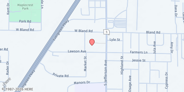 Map showing Crosslines - Lebanon at 141 Lawson Ave., Lebanon, MO