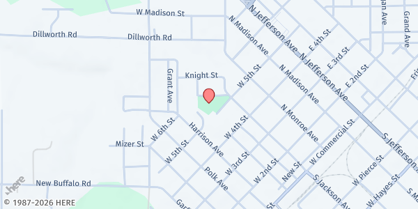 Map showing Hughes Senior Center at 460 W. 5th St., Lebanon, MO