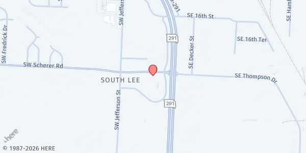 Map showing Church On The Rock Outreach at 1700 SW Market Street, Lee's Summit, MO