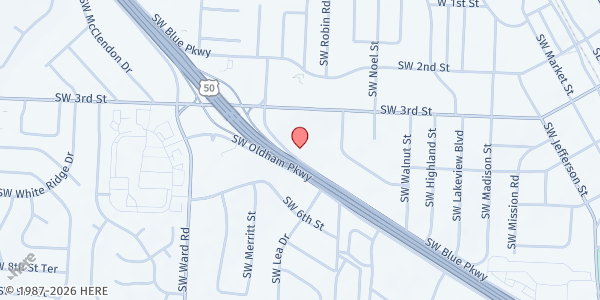 Map showing Coldwater of Lee's Summit at 838 SW Blue Pkwy, Lee's Summit, MO