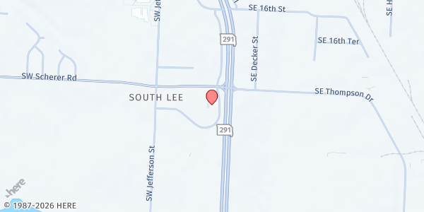 Map showing The Rock LS at 1700 SW Market St., Lee's Summit, MO