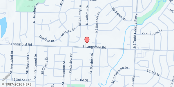 Map showing Faith Baptist Church at 1460 Langsford Road, Lees Summit, MO