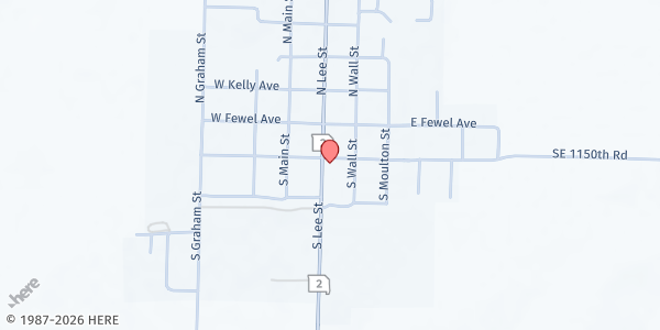 Map showing Christian Church of Leeton at 201 E Summerfield Avenue, Leeton, MO