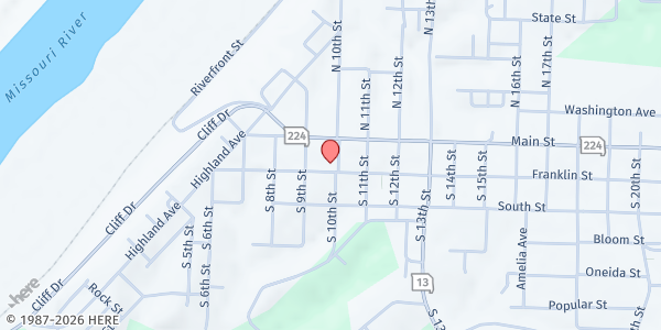 Map showing Lexington Food Pantry at 914 Franklin Ave, Lexington, MO