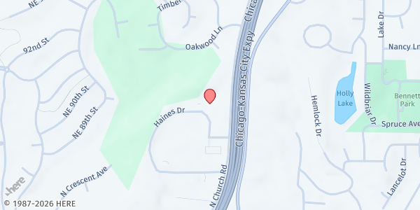 Map showing Clay County Public Health at 800 Haines Drive, Liberty, MO