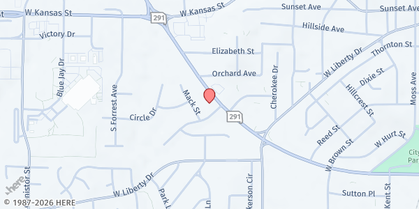 Map showing Grace Episcopal Church at 520 Rte 291, Liberty, MO