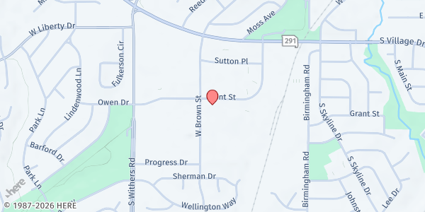 Map showing Journey Church of Kansas City at 1021 S Brown Street, Liberty, MO