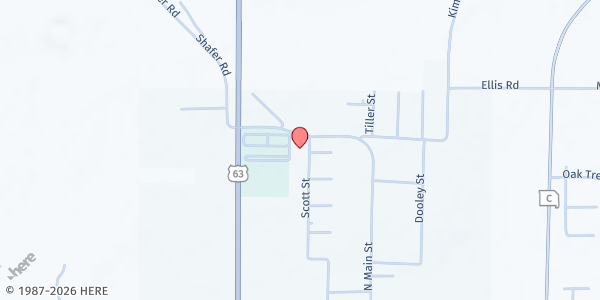 Map showing Licking Christian Church at 318 N Main St, Licking, MO