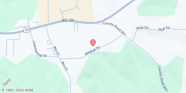 Map showing Linn Elementary at 141 Wild Cat Drive, Linn, MO