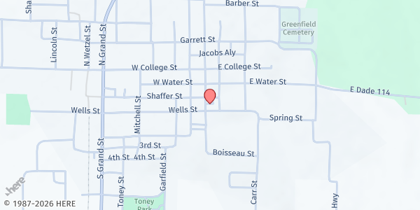 Map showing OACAC Dade County at 803 S. Main St., Lockwood, MO