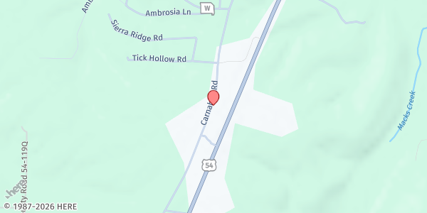 Map showing Macks Creek Senior Services at 338 Carnahan Road, Macks Creek, MO