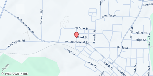 Map showing Ann Short Turner Community Center at 205 North Missouri Avenue, Mansfield, MO