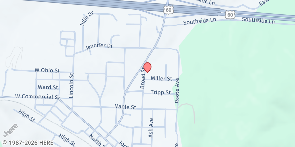 Map showing Renovation Church at 210 E Miller St, Mansfield, MO