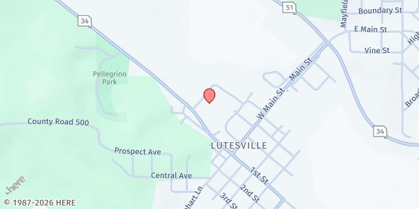 Map showing Tri-City Senior Citizen's Nutrition Center at 304 MO-34, Marble Hill, MO